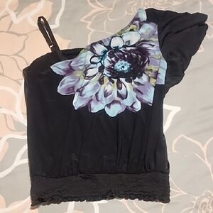Chic Black Floral Women's Blouse